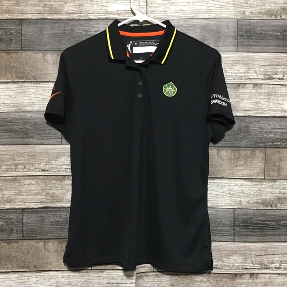 Nike Dri Fit WNBA Seattle Storm Polo Shirt Women’s M Black Providence Swedish - Picture 3 of 10
